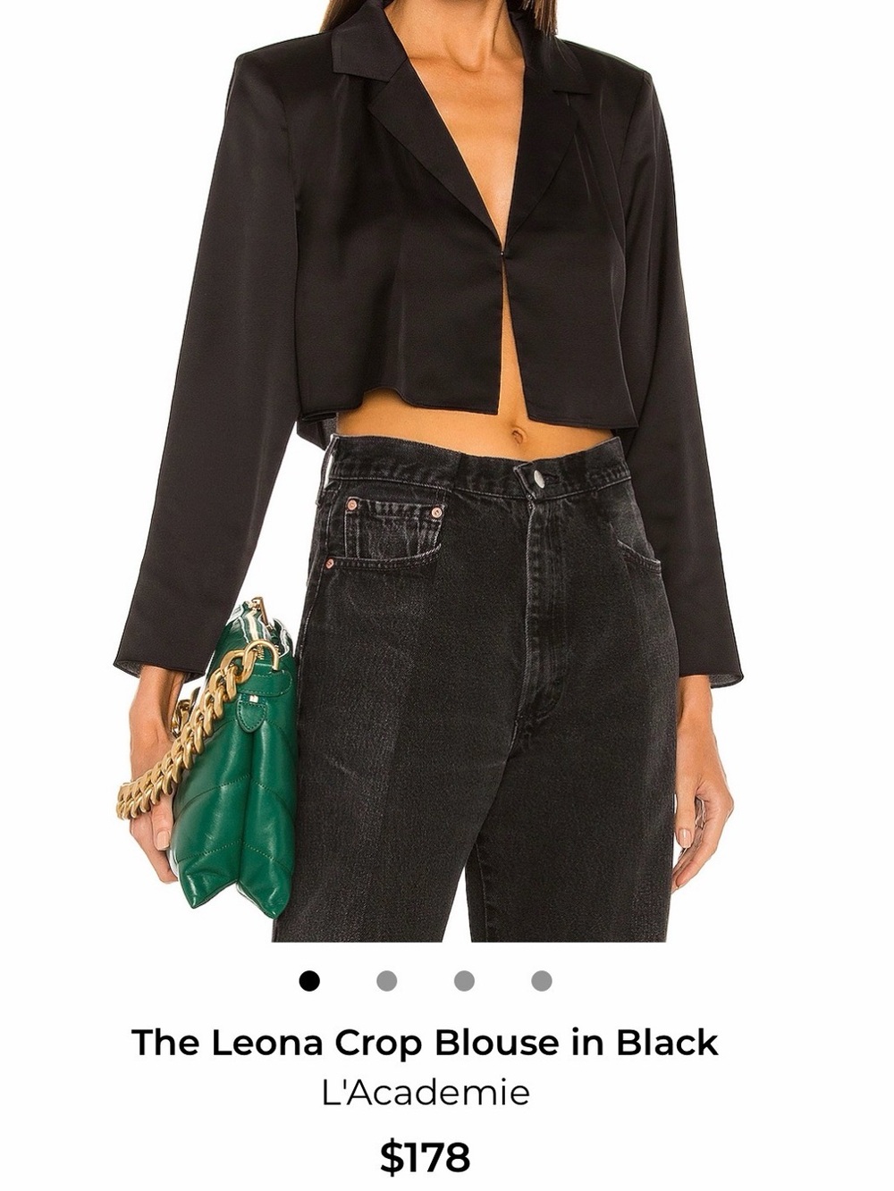 L'Academie Black Cropped Blazer-Style Leona Top